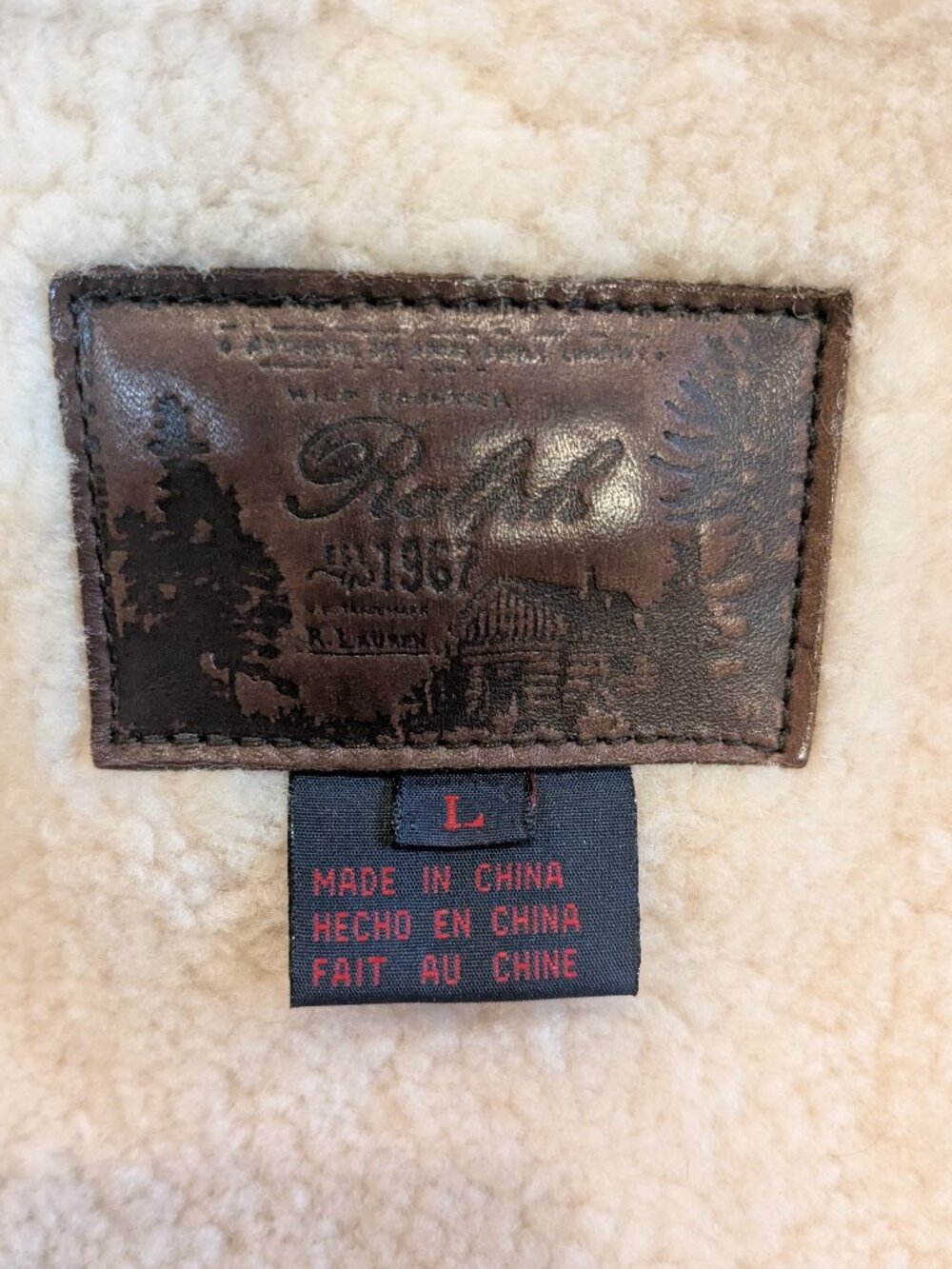 Vintage 1989 Ralph Lauren Shearling Lamb Fur Suede Vest L Brown Full Zip V Neck - Picture 10 of 13